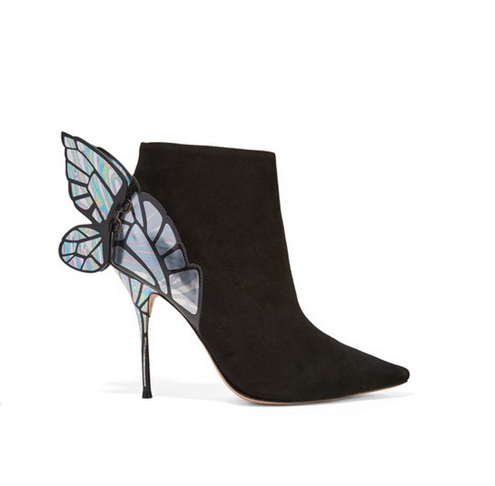 Women's 3D Sequined High Heels Butterfly Boots With Angel Wings