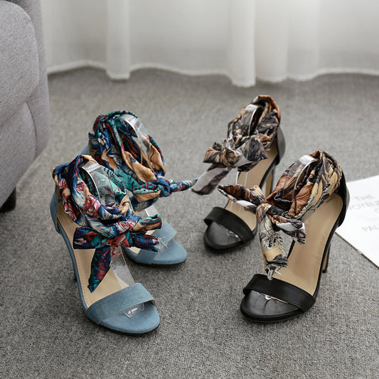 Cross-strap sandals women's stiletto heels