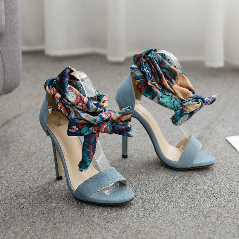 Cross-strap sandals women's stiletto heels