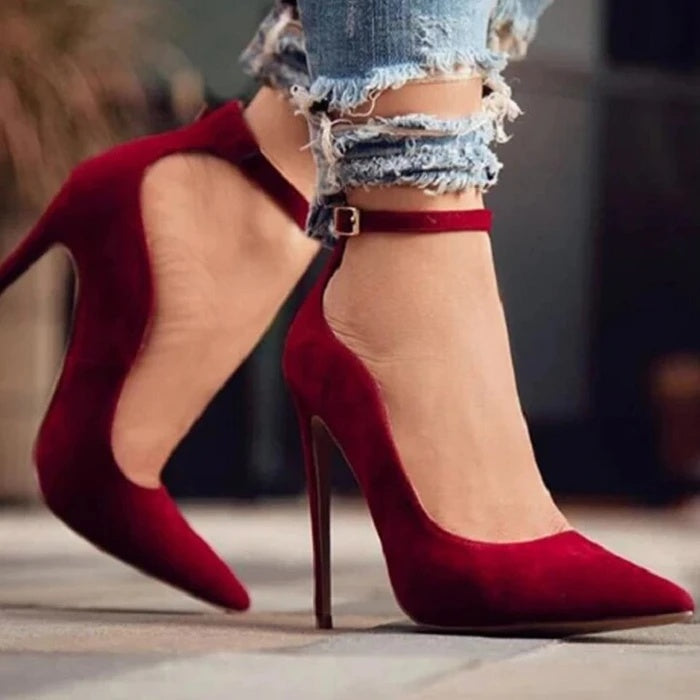 Buckle Velvet high Talón heels