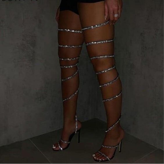 Solid Color Spring Sexy Fine Toe High Heel Sandals Boots